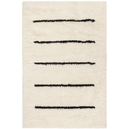 Safavieh 3 x 5 ft. Kenya Contemporary Rectangle Hand Knotted Rug Ivory & Black KNY750Z-3